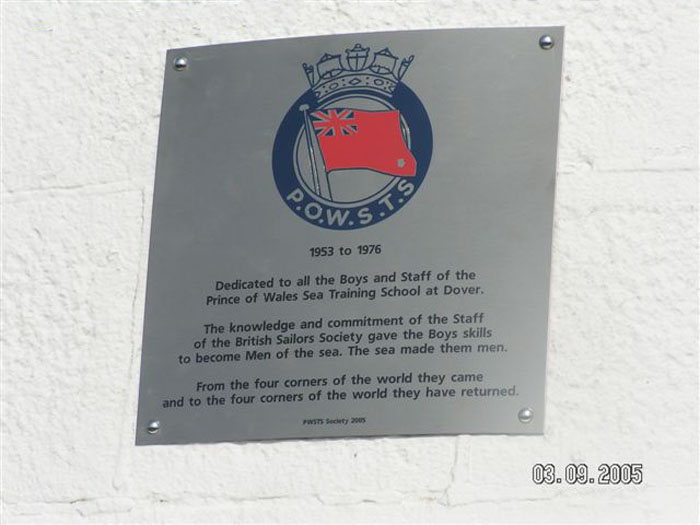 Prince of Wales Sea Training School Plaque on Prince of Wales Pier Dover